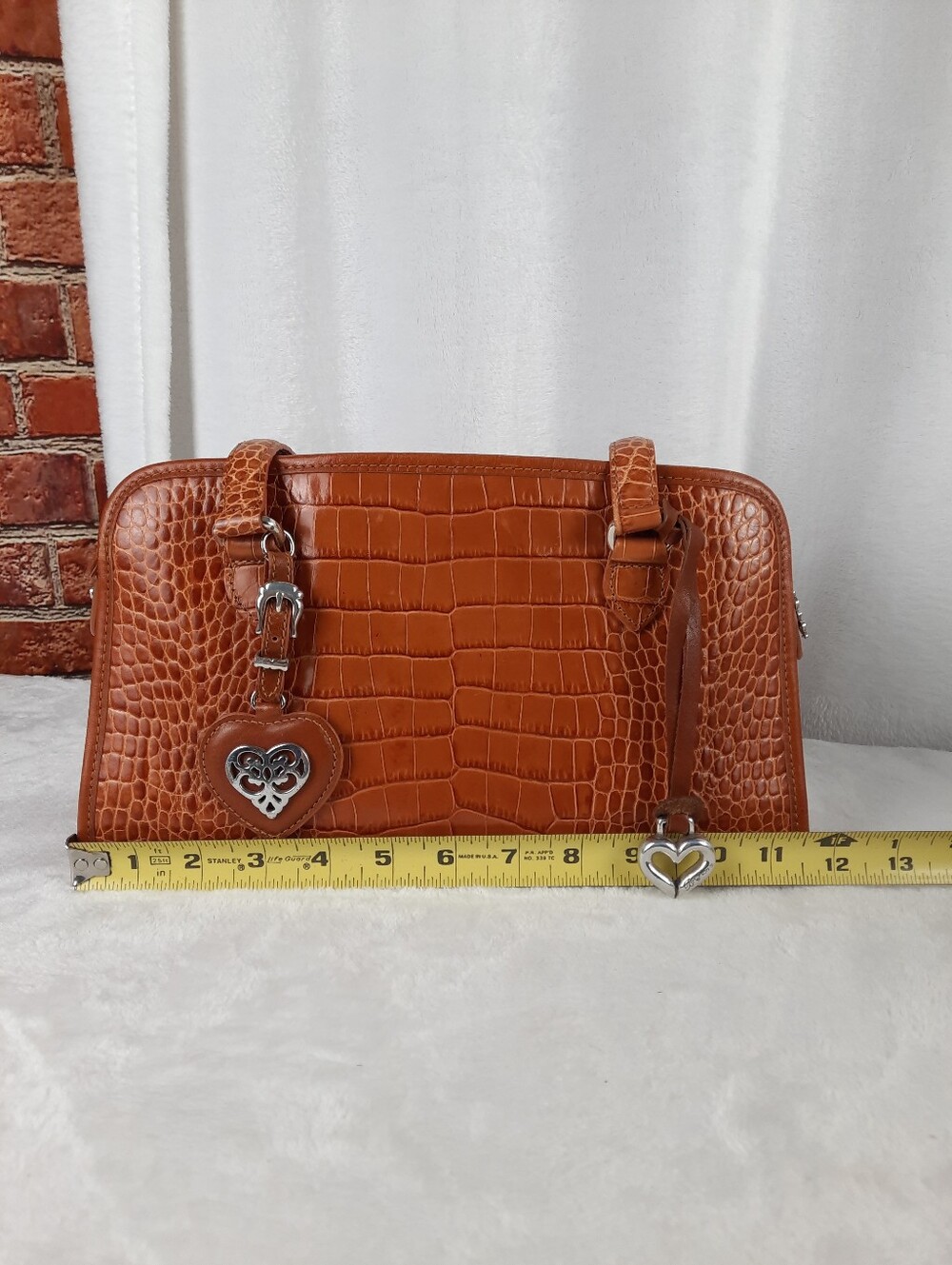 Brighton Leather Croc-Embossed Heart Charm Shoulder Bag - Picture 12 of 13